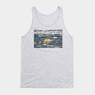 Polar Bears: Mother & Cub Struggling in Hudson Bay, Canada Tank Top